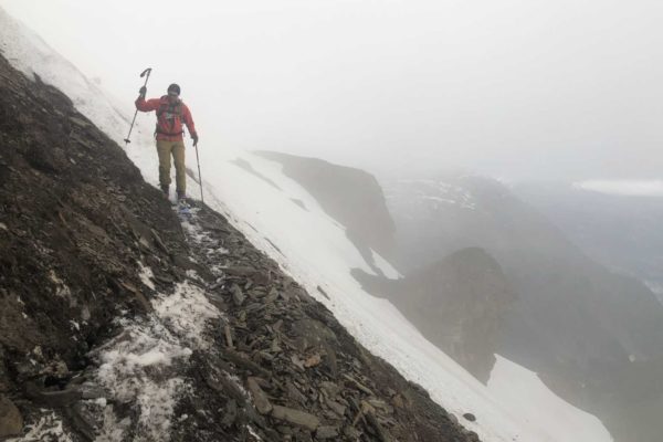 Querung im unteren Teil des Aufstiegs, ca 2350m